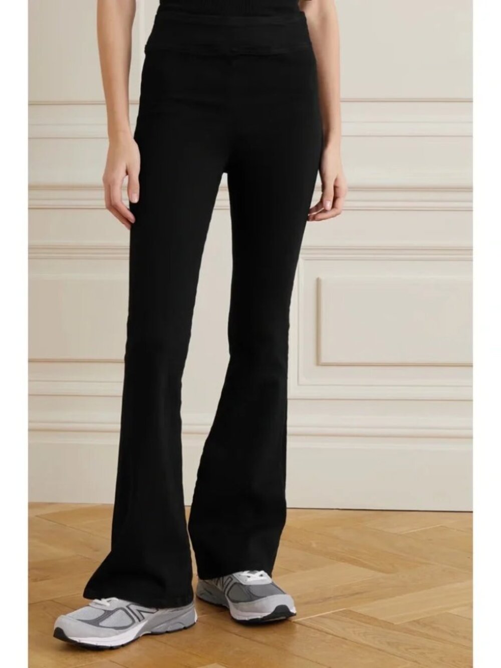 Frame The Jet Set Flare Sheen Noir Black Stretch Pull-on Denim Jeans US 1